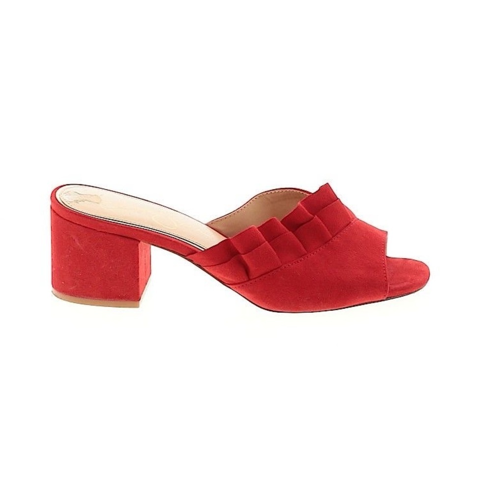 Jessica Simpson Red Ruffled Mules 10 - Picture 8 of 9